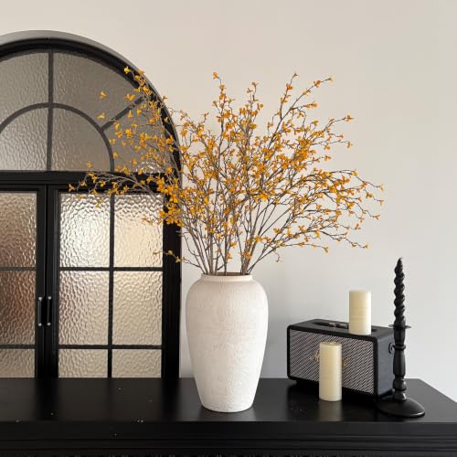 Dry Twig Faux Floral: 5 Pcs 37" Fall Leaves Stems,Fake Fall Flowers | Farmhouse Rustic Decor, Home Decor Indoor, Yellow-Orange Foliage Branches, Long Stem Artificial Flowers for Tall Vase - color: Yellow-orange