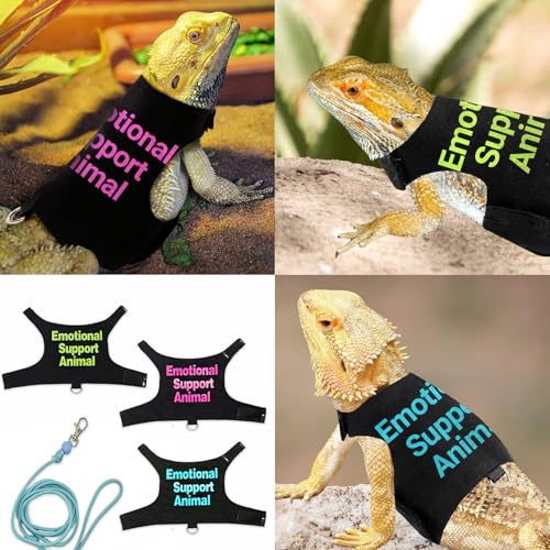Bearded Dragon Lizards Clothes with Leash Set - Cute Lizard Reptile Small Animal Adjustable Harness Clothes for Walking Outdoor Security Costume Photo Prop(Green - color: Green