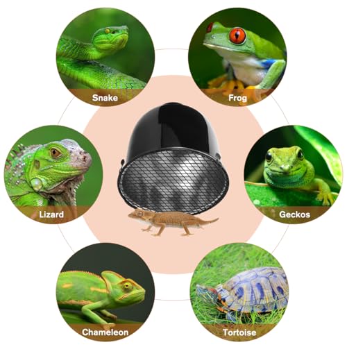 DECHOUS 2pcs Reptile Heating Lamp Shade - 5. 5 Inch Aluminum Reflective Light Cover for Glass Terrariums and Pet Heat Lamp Guard