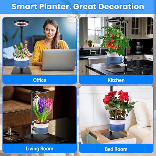 Large Plant Venus Fly Trap Terrarium Pot with Grow Light,Timer&Metal Stand | Self Watering Planter Pot for African Violet,Venus Fly Trap,Carnivorous Plants, Herbs,Flowers,Christmas Gift for Garden Lover