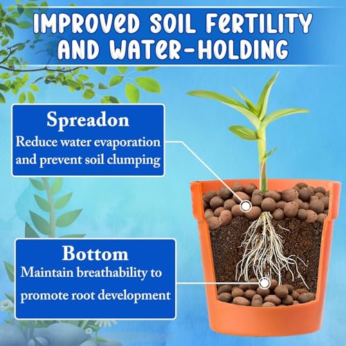 14 LBS Expanded Clay Pebbles for Plants 4mm-16mm Clay Balls Organic Hydroton Leca Balls for Indoor Plants Hydroponic Gardening Orchids Drainage Decoration Aquaponics Succulents - size: 14LB
