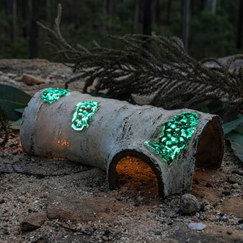 Natural Reptile Hide Basking Platform, Hideout Decor for Aquarium, Fish Tank, Bearded Dragon, Gecko, Shrimp, Betta (Glow-in-the-Dark Birch Tree Hiding Cave, Medium) - color: Glow-in-the-Dark Birch Tree Hiding Cave, size: Medium