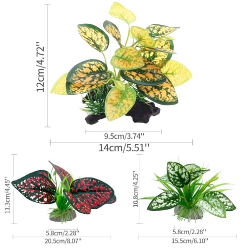 Moonorange Reptile Artificial Plants, Terrarium Plants Decorations Supplies, Aquarium Fish Tank Plant, Amphibian Habitat Hideout Tank Accessories(M Set-4pcs/C) - color: M Set-c