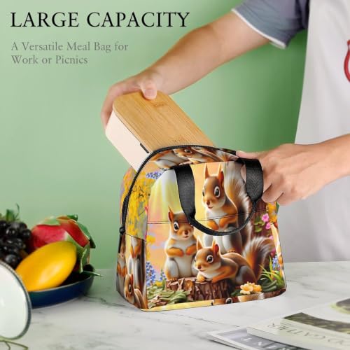 Sunny Garden Squirrel Lunch Bag for Women Men | Insulated Lunch Box Leakproof Food Meal Containers Reusable Foldable 6L Capacity Lunch Tote Bags for Work Picnic Travel - color: style-19