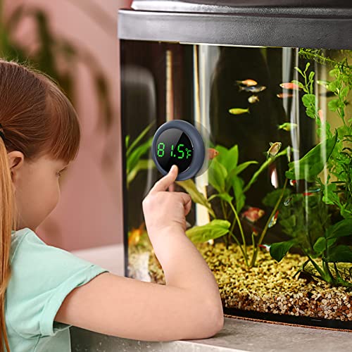 PAIZOO Aquarium Thermometer Digital, Highly Accurate Fish Tank Thermometer | LED Display, 8000h Battery Life, Precise Temp Gauge, Range 0-140℉, Stick-on Fish Tank Thermometer for Betta, Axolotl & Turtle