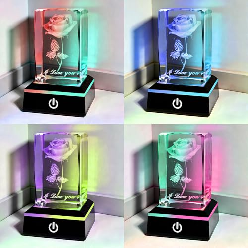LED Light Base Anti-Slip Square Display Stand, Color Can Change, Suitable for Glass, Crystal, and Transparent or Semi-Transparent Artworks (2 Black)