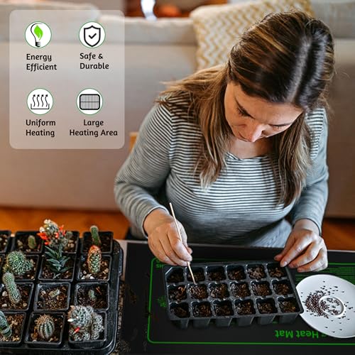 LOCONHA Seedling Heat Mat for Seed Starting, 10" x 20.75" Waterproof | Heating Pad for Indoor Plants Germination (Black 1 Pack) - color: Black 1 Pack