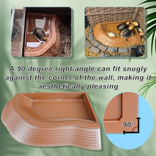 3PCS Reptile Water Pool with Ramp, Turtle Pool Reptile Food Water Bowls Aquarium Habitat Accessories for Gecko, Snake, Turtle, Bearded Dragon, Lizard Bath