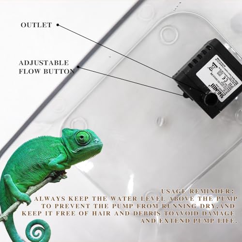 Reptile Water Bowl with Filtration System, Lizard Drinking Fountain, Bearded Dragon Tank Accessories, Reptile Habitat Waterfall for Bearded Dragon, Leopard Gecko, Chameleon, Snake - color: Transparent