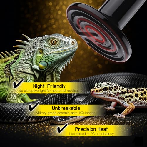 Reptile Dual Heat Lamp, 2-Pack 150W Ceramic Heat Emitter – Heat Bulbs Combo for Terrariums, Ideal for Bearded Dragons, Tortoises, Snakes, Chicken, Puppy, Plant - color: Ceramic Heat Emitter