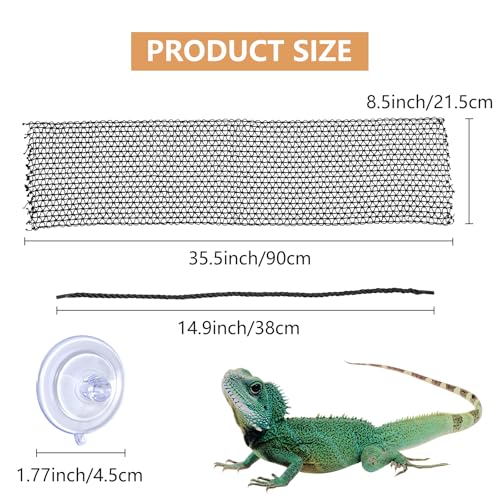 2 Pack Bearded Dragon Hammock, Collapsible Reptile Hammock Lounger | Suitable for Resting Climbing, Reptile Hammock for Middle Small Lizard, Chameleon and Gecko (Rectangle Black & Yellow)