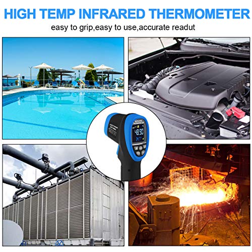 High Temp Thermometer Gun -58°F~2732°F Dual Laser Industrial Pyrometer | Color LCD Backlight,Digital IR Temperature Gun 30:1 Adjustable emissivity 0.1-1.0. Hi/Lo Temp Alarm. Flashlight. - color: Colorful LCD AP-1500C
