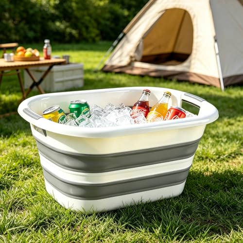 Extra Large Collapsible Bucket, 10.5 Gallon(40 L) Foldable Cleaning Bucket | Heavy Duty Silicone Foldable Water Tub Portable Storage Basin for Household Cleaning,Gardening,Car Washing & Outdoor Camping - size: Large