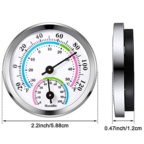 Weewooday 3 Pcs Indoor Outdoor 2 in 1 Mini Thermometer Silver,2.2 Inch | Analog Dial for Home Office Greenhouse Basement, Temp Humidity Combo Meter, No Battery Mechanical Design, Easy Wall Hanging - color: Silver, size: 2.2 Inch