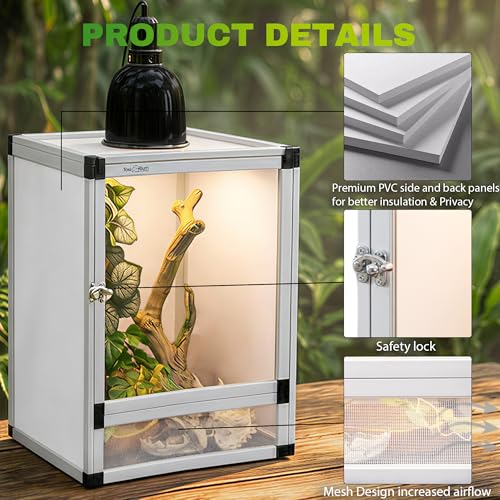 Jumping Spider Enclosure, Small Reptile Cage Hatching Habitat, Toxirium 8" x 8" x 12" Screen & Acrylic Doors, Ventilated Terrarium for Lizards, Snakes, Frogs, Easy Assembly, Two Doors