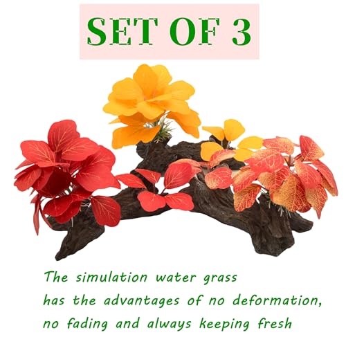 M2cbridge Artificial Fish Tank Plants Silk Aquarium Plastic Plant Aquatic Water Grass Foreground Decor(3PCS Big Colorful) - color: 3pcs Big Colorful