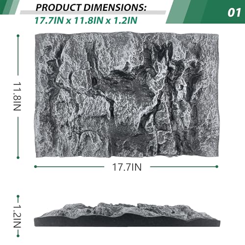 17.7x11.8in Rock Terrarium Background,3D Reptile Tank Background Board,Amphibian Stereo Backdrop Wall,Lizard Snake Gecko Spider Turtle Fish pet silo Background Decorative Panel(Grey) - color: grey-17.7"*11.8"(1pcs)
