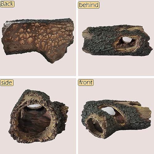 IBWell Aquarium Wood Fish Tank Decorations,Resin Fake Logs Terrarium DÉCor, Reptile Hide Aquarium Hideout for Fish Cave, Small Turtles, to 20 Gallon Tank - size: 8.3"*3.5"*15.9"
