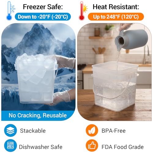 Bucket with Lid - 4 Packs Square Clear Plastic Storage Containers, Food Safe with Handle, Airtight Pressure Lids for Kitchen & Home(Clear, 68 oz) - color: Clear, size: 68 oz