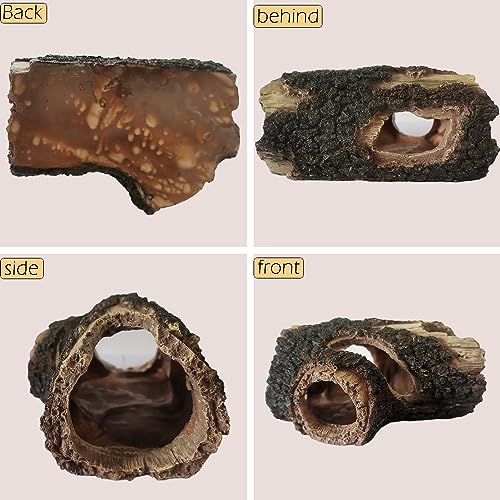 IBWell Aquarium Wood Fish Tank Decorations,Resin Fake Logs Terrarium DÉCor, Reptile Hide Aquarium Hideout for Fish Cave, Small Turtles, to 20 Gallon Tank - size: 5.3"*2.0"*8.9"