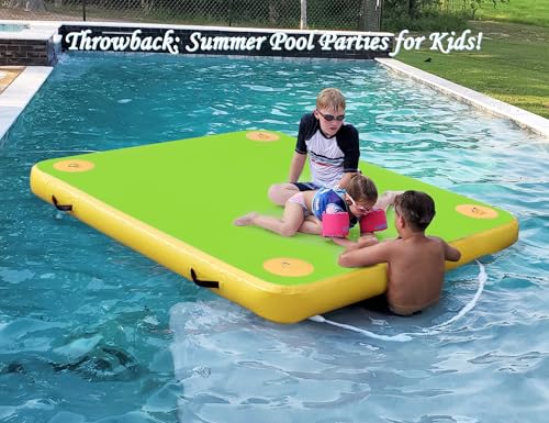 Inflatable Floating Dock for Lakes, Thick Lake Floats for Adults | Non-Slip Air Dock Platform with Portable Carrying Bag, Floating Platform Island for Pool Beach Ocean - color: Buttercup Yellow+Sharp Green, size: 5 ft x 6 ft x 6"