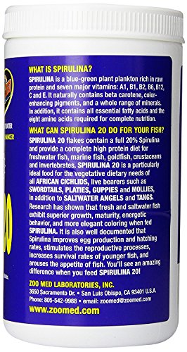 Zoo Med Spirulina 20 Flake Fish Food, 4-Ounce - size: 4 Ounce (Pack of 1)