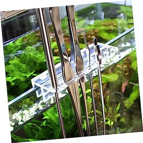 Aquarium Tool Organizer Rack Acrylic Fish Tank Storage for Cleaning Scissors Tweezers Easy Installation Design for Fish Tank Accessories