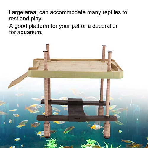 HERCHR Reptile Floating Basking Platform, 15.9x11x16.1Inch Turtle Dock Plastic Climbing Island with 6.6lb Load Capacity, Aquarium Resting Terrace for Tortoise Salamander Frog Amphibian