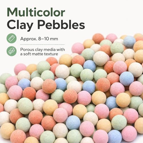 6 Pounds Multicolor Clay Pebbles for Plants, 8–10mm Expanded Leca Clay Pebbles for Hydroponics, Indoor Gardening, Succulents, Orchids, Bonsai, Soil Aeration & Decorative Leca Balls
