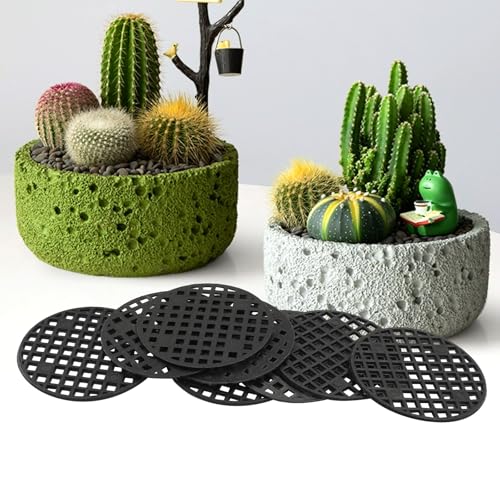 Plant Pot Mesh Hole Covers Pads, 45mm,100 Pcs | Round, Plastic Bottom Grid Mat, Bonsai Drainage Screen - color: 100 Pcs