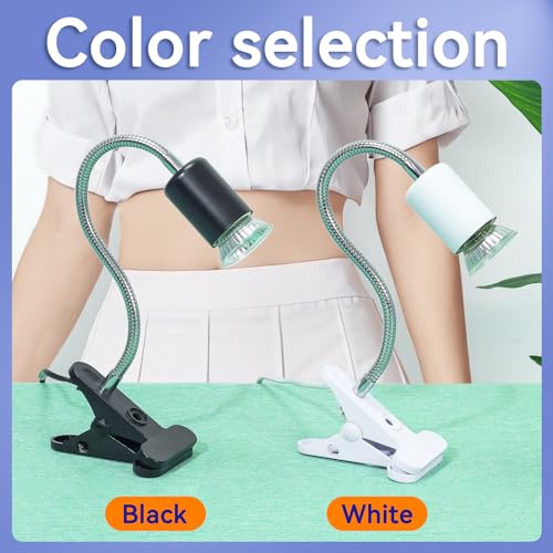 50W UVB/UVA Heat Lamp with Timer for Turtles & Reptiles White | 360° adjustable head with heavy-duty metal clamp; heat switch & timer. Provides basking warmth for tortoises & puppies. - color: White