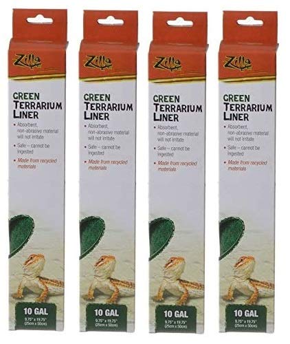 Zilla (4 Pack) Reptile Terrarium Bedding Substrate Liner, Green, 10G