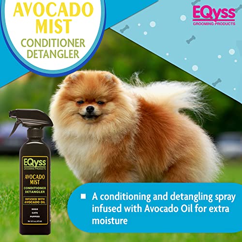EQyss Avocado Mist Pet Spray Conditioner - Shines, Conditions, and Reduces Shedding, Weightless Leave in Spray - for Dogs, Cats, Puppies - Oil and Silicone Free, pH Balanced, USA Made - size: 16-Ounce