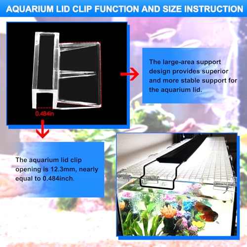 NestBasics 12pcs Transparent Aquarium Lid Clips,Rimless Fish Tank Glass Cover top Support,Aquarium Hood Holder, Aquarium top Clips,fit 11-12mm Thickness Glass(Transparent, 12pcs 11-12mm Clips) - color: Transparent, size: 12pcs 11-12mm clips