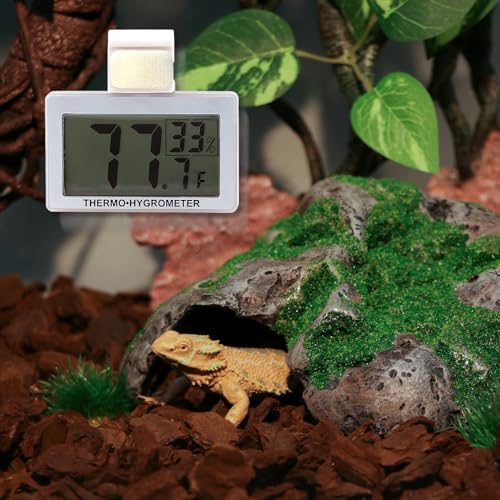 AQUA KT Reptile Terrarium Digital Thermometer Humidity Gauge Hygrometer High Accurate for Lizard Snake Bearded Dragon Amphibian Cage Accessory