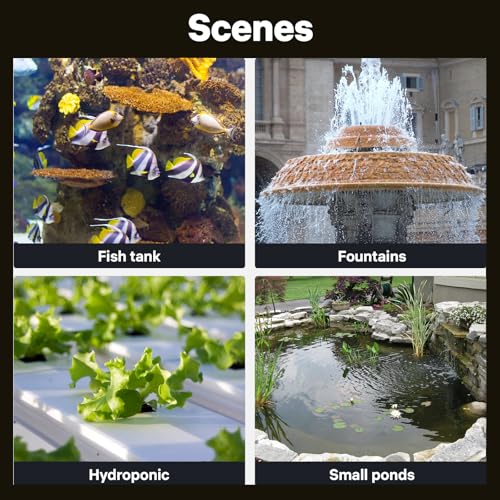 DOKO 480GPH Submersible Water Fountain Pump for Pond, Aquarium, Hydroponic | 1800L/H 35W Ultra Quiet Water Pump with 8.2ft Lift Height, 6FT Power Cord and 3 Nozzles for Fish Tank & Statuary - size: 35W 480GPH