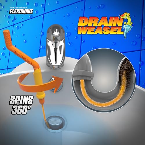 FlexiSnake Drain Weasel Max Sink Snake Hair Clog Remover Tool, 2 Wands | 20" Long Refills, Pipe, Bathroom, Bathtub Drain Cleaner, Removable Handle, Made in The USA