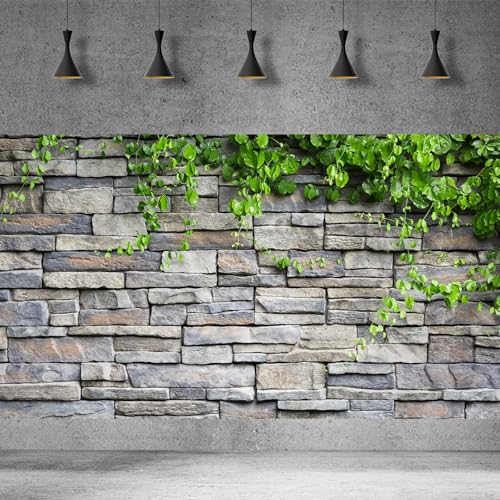 2 Packs Rock Wall Aquarium Background Stone Brick Wall Green Climbing Plants Reptile Tank Background Natural Rocky Fish Tank Backgrounds Rocky Walls Pattern Reptile Enclosure Backgrounds 36x20in - color: Brown_Grey, size: 36(W)x20(H)in