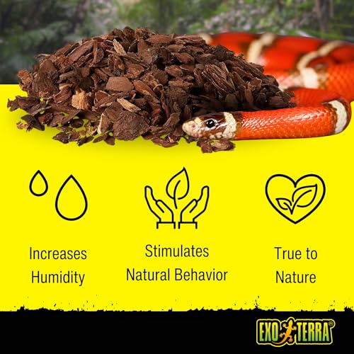 Exo Terra Forest Bark Natural Terrarium Substrate, 4 Quarts, PT2750 | 100% Natural Fir Bark for Reptiles, Hygroscopic Moisture Control, Ideal for Humidity-Loving Reptiles - size: 4 qt