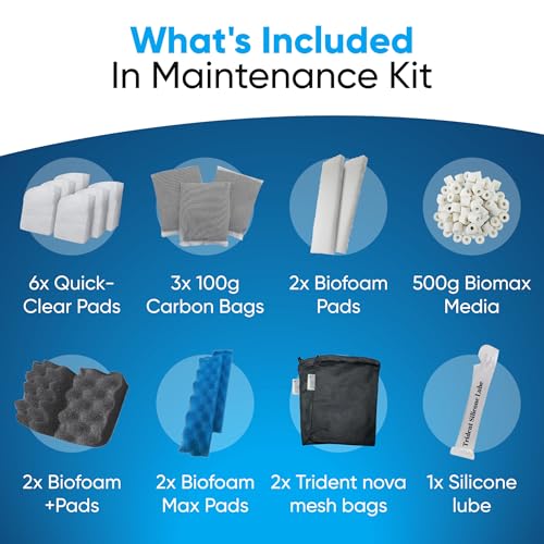 Filter Media 306/307 Filter Media Canister Filter Maintenance & Replacement Filter Media Kit, Including Trident Nova Mesh Bags(Quick Clear/Water polishing Pad, BioFoam, Activated Carbon, Biomax) - size: 306/307
