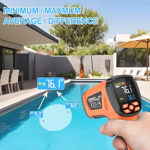 Infrared Thermometer Temperature Gun,-40℉~2912℉ Pyrometer, 50:1 High Temp Thermometer with Thermocouple Probe, Non-Contact Digital IR Laser Thermometer for Industrial HVAC Forge Metal - color: Orange -40°F - 2912°F(-40-1600℃)