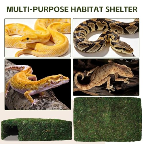 L Size Green Moss Cave Hide, Reptile Shelter for Gecko Snake - color: L Green