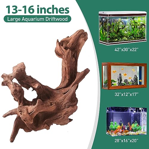 WDEFUN Natural Driftwood for Aquarium Decor, 1-Piece 13''-17'' Large Driftwood for Decorations on Fish Tank, Reptiles Bearded Dragon Accessories or Air Plants - size: Mopani driftwood (13-17 inch pack of 1)