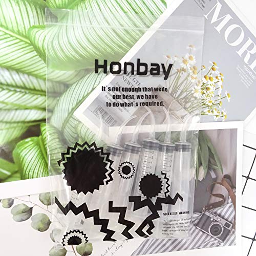 Honbay 6PCS Plastic Pet Feeding Syringe with Measurement for Birds Dogs Cats (Curved Tip)