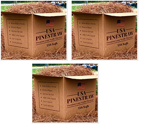 USA Pine Straw - Premium Pine Needle Mulch (Pine Needle Mulch - 210 Sqft 3 Set) - size: Pine Needle Mulch - 210 Sqft 3 set