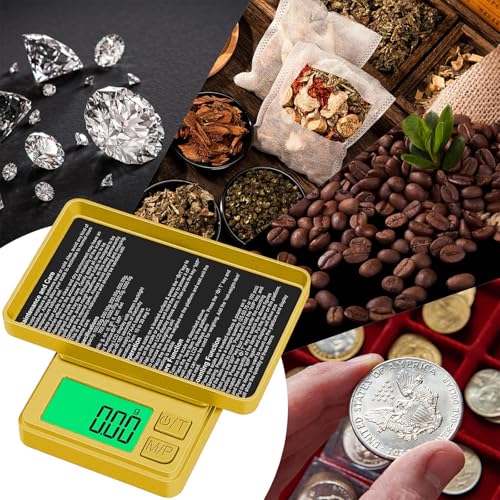 1000g Gram Scale, Diyife 0.01g Precision Pocket Scale with Backlit LCD | 7 Units, Protective Cover, Tare Function, Digital Jewelry Scale for Gold, Gem, Battery Included, Gold - color: Gold