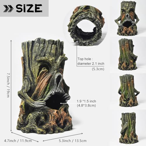 Fish Tank Decorations-Hollow Tree Trunk Aquarium Decorations Disney Aquarium Decorations for Betta Hideout Caves Large Aquarium Décor Thematic Ornaments - color: Stump a