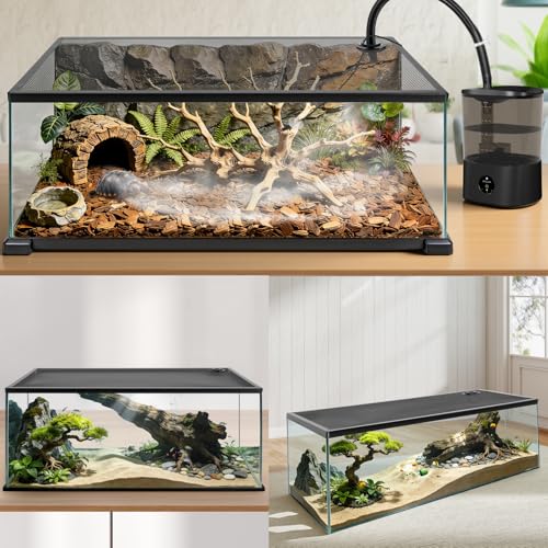 REPTI ZOO Terrarium Screen Cover with Cable Control for Reptile & Aquarium Tank, 36x18 inch Durable Steel Frame & Mesh Top for Reptile & Turtle & Fish Tank - size: 36x18 inch