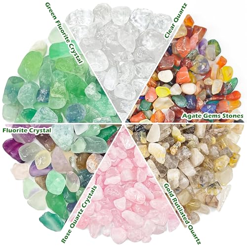 1.5LB Clear Quartz Crystal Chips Bulk Tumbled Stones,0.35-0.5 Inch Crushed Crystal Rocks for Aquarium Fish Tank DIY Jewelry Vase Filler Aquarium Gravel Plant Pot - color: White, size: 1.5lb