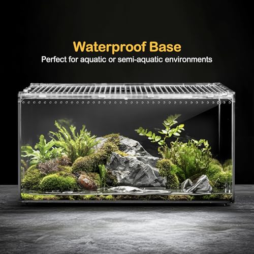 Reptile Tank,Escape Proof Magnetic Lid Tarantula Enclosure XLarge | Easy Clean Seamless Base Hermit Crab Habitat,Stackable Lizard Terrarium,Cross Ventilation Starter Leopard Gecko Cage,Frog Box - size: XL(15.74x9.84x7.8 IN)